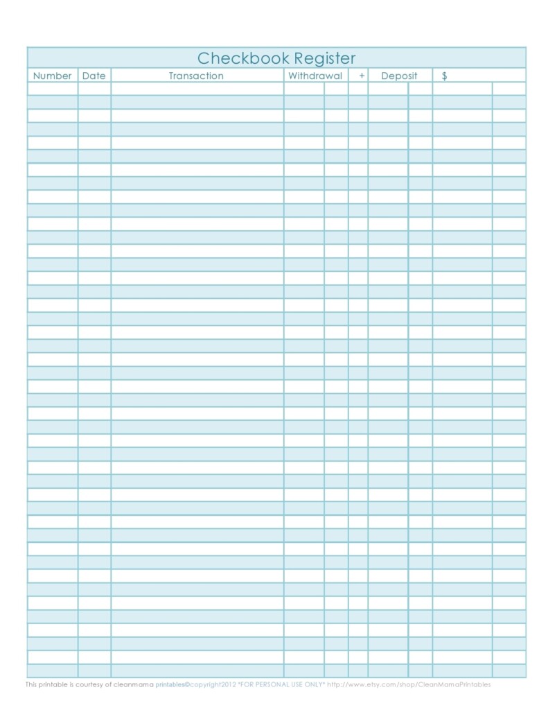 Free Printable Checkbook Register Template Polfmed