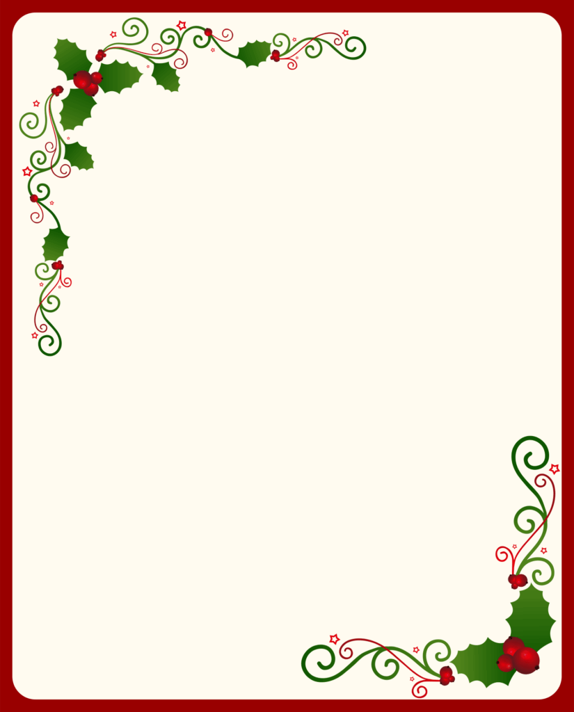 Free Printable Christmas Borders Stationery