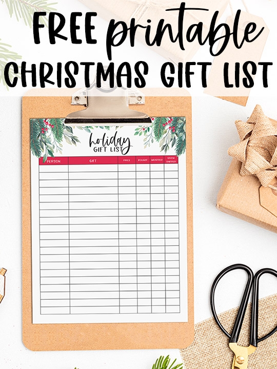Free Printable Christmas Gift List Organizer