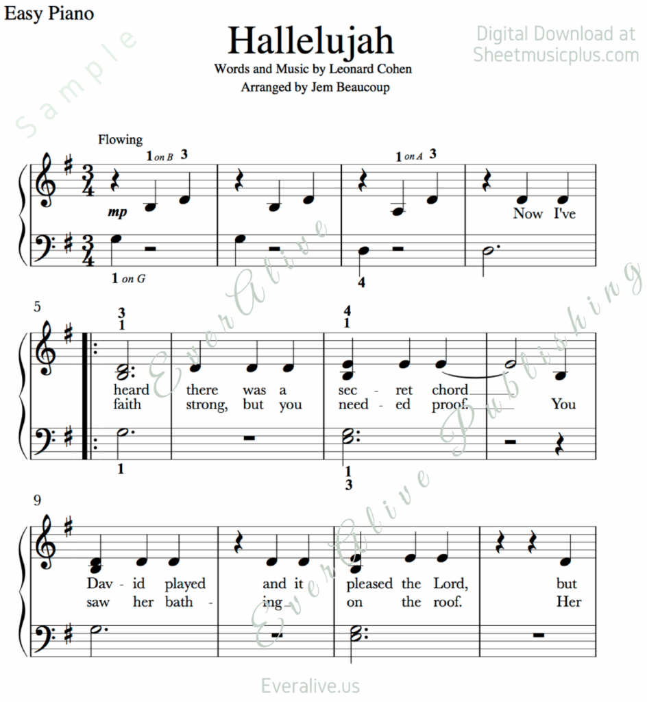 Free Printable Christmas Hallelujah Sheet Music