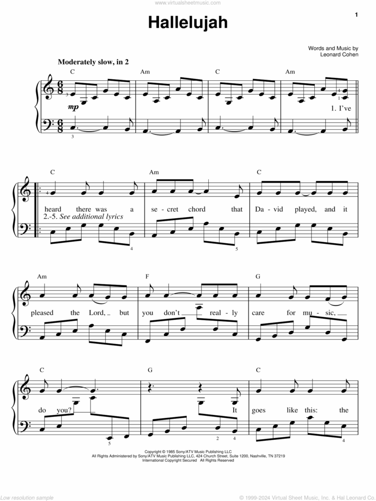 Free Printable Christmas Hallelujah Sheet Music Printable And 