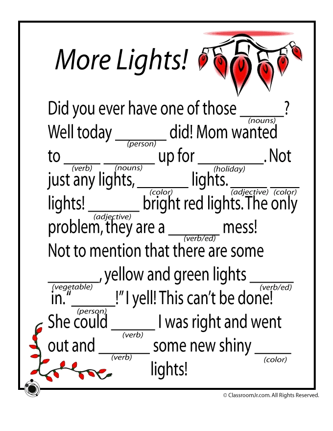 Free Printable Christmas Mad Libs