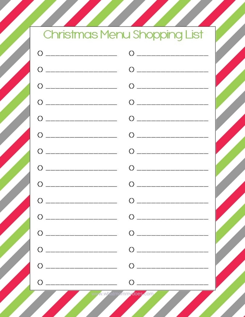 Free Printable Christmas Menu Shopping List What Mommy Does