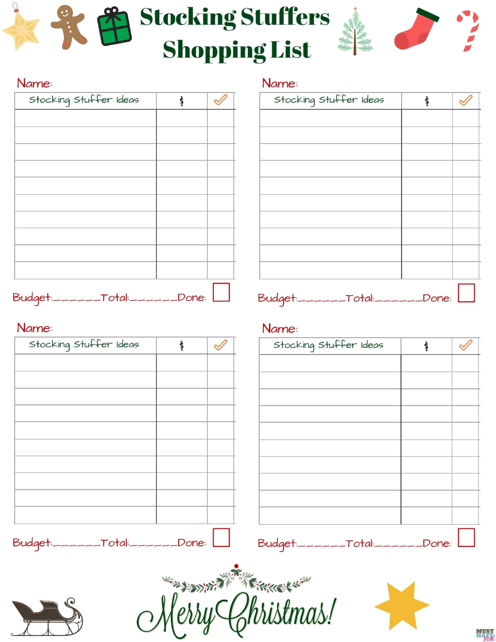 Free Printable Christmas Shopping List