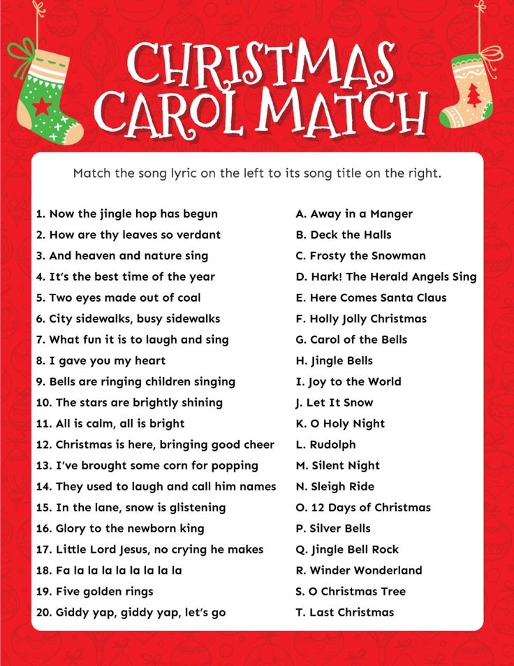 Free Printable Christmas Song Picture Game