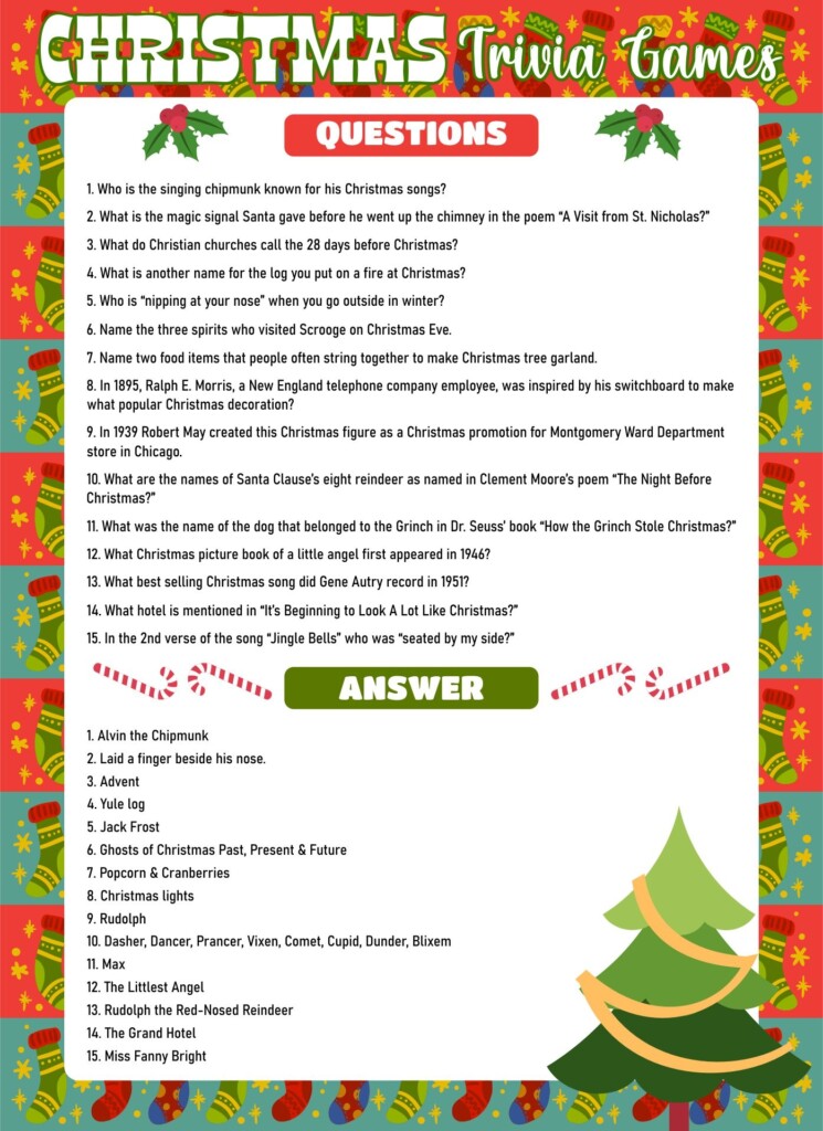 Free Printable Christmas Trivia Printable And Enjoyable Learning