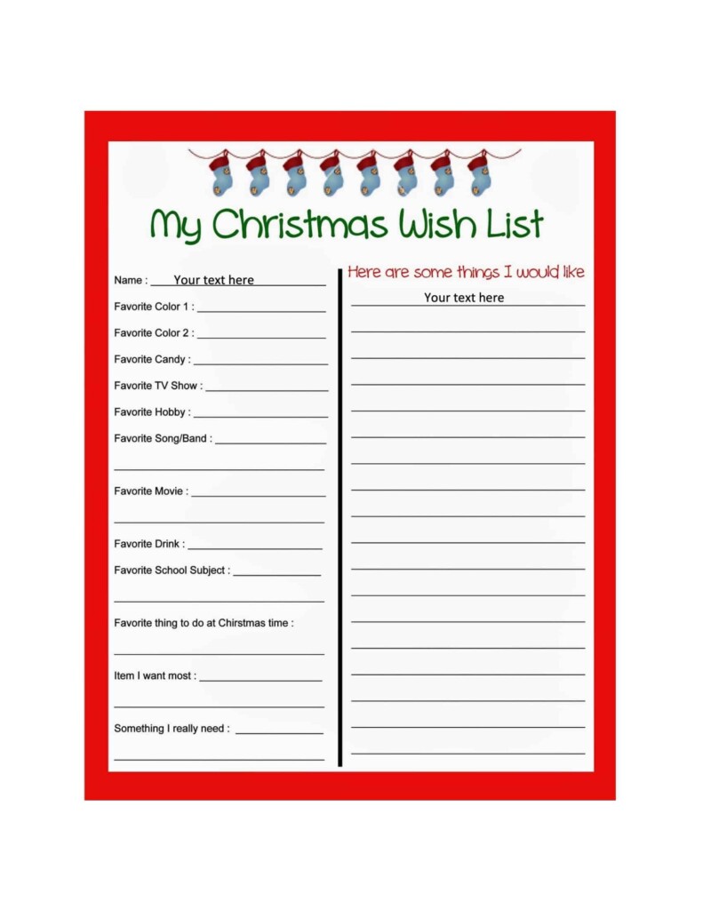 Free Printable Christmas Wish List Templates PDF Word Excel 