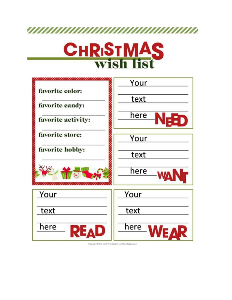 Free Printable Christmas Wish List Templates PDF Word Excel 