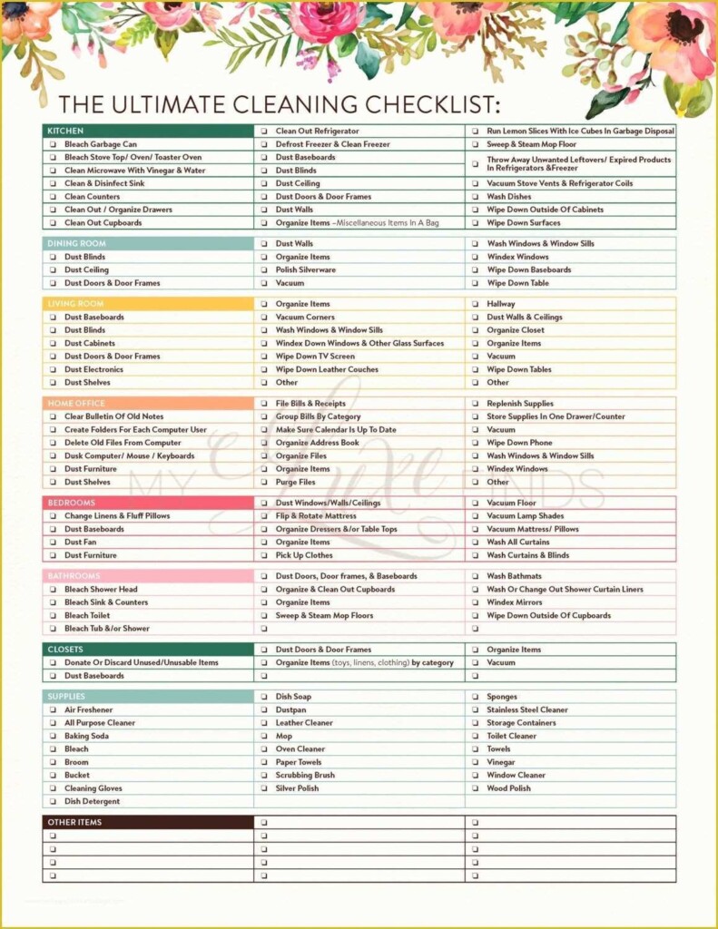 Free Printable Cleaning Checklist Pdf