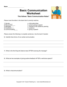 Free Printable Communication Skills Worksheets Printable Worksheets
