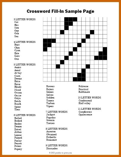 Free Printable Crossword Fill In Puzzles