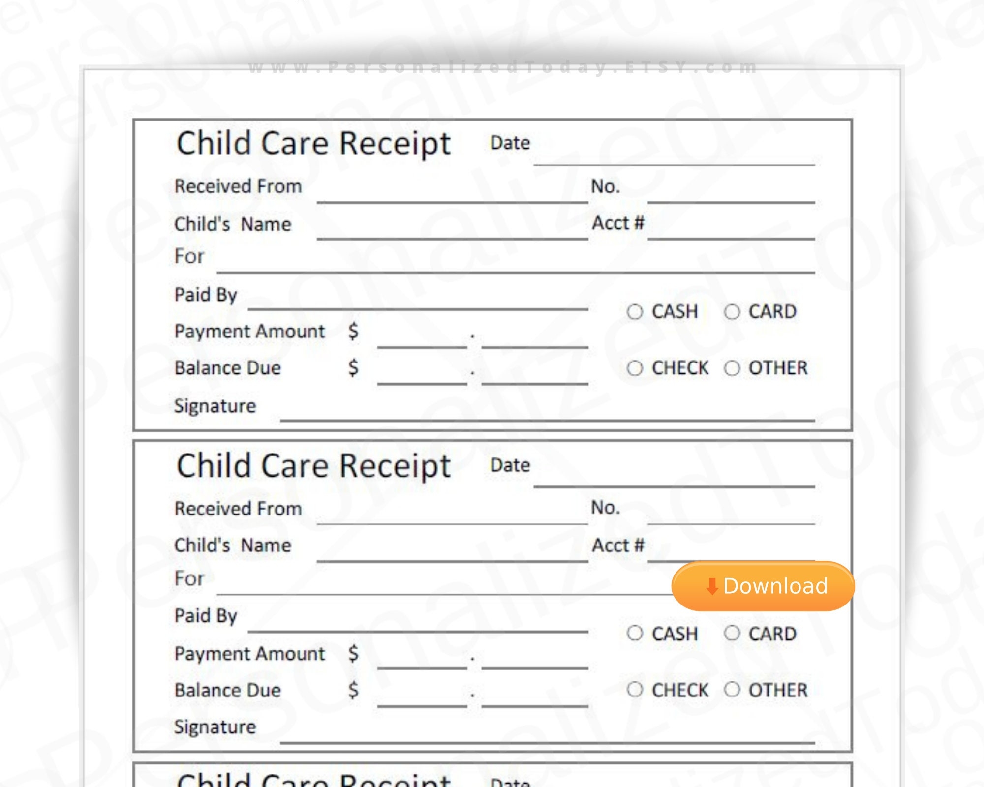 Free Printable Daycare Receipt Printable Templates