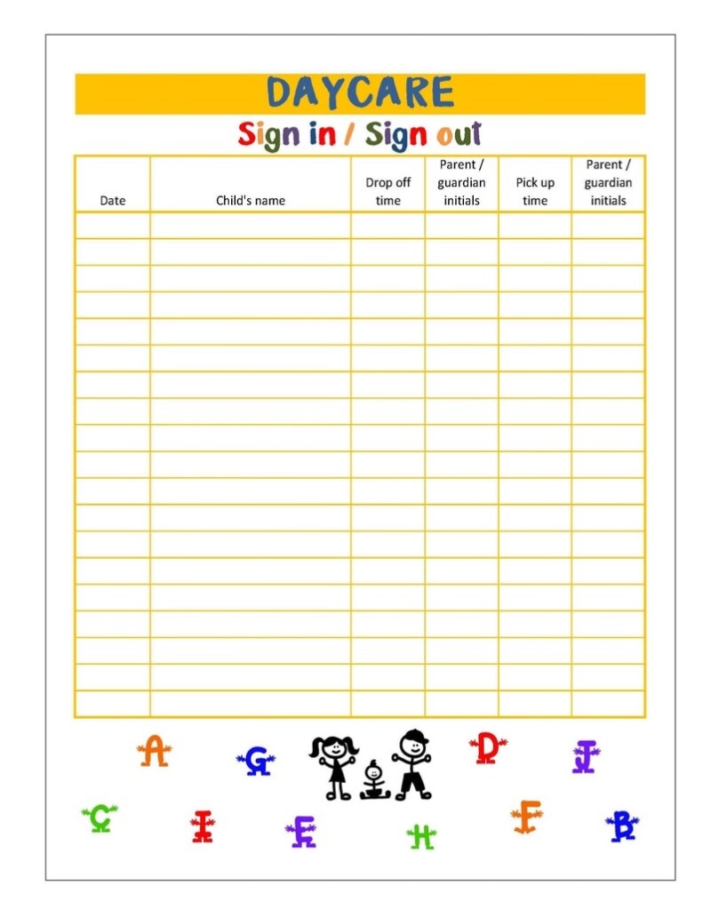 Free Printable Daycare Sign In And Out Sheets