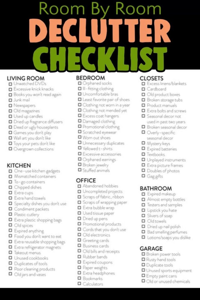 Free Printable Decluttering Checklist Pdf Printable Word Searches