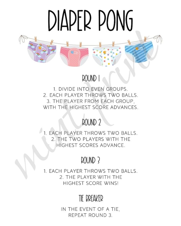 Free Printable Diaper Pong Rules Printable Calendars AT A GLANCE