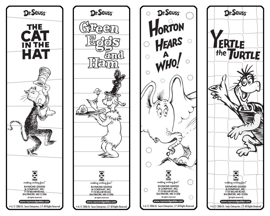 Free Printable Dr Seuss Bookmarks Printable Sight Words List