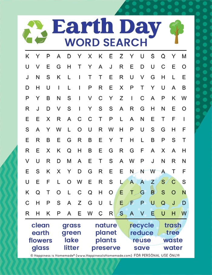 Free Printable Earth Day Word Search Printable Calendars AT A GLANCE
