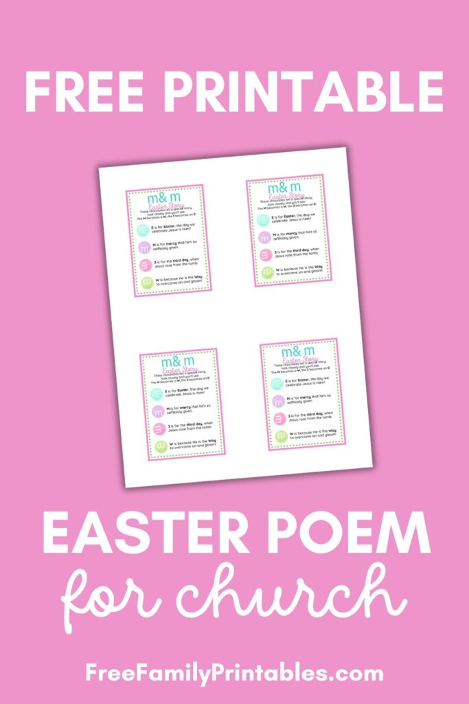 Free Printable Easter Poems For Church with M Ms Making Frugal FUN