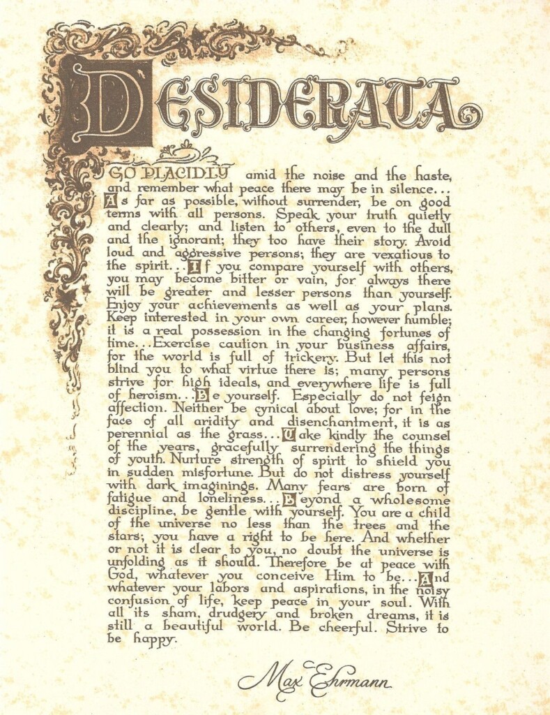 Free Printable English Desiderata Poem Printable Sight Words List