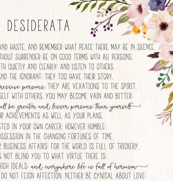 Free Printable English Desiderata Poem