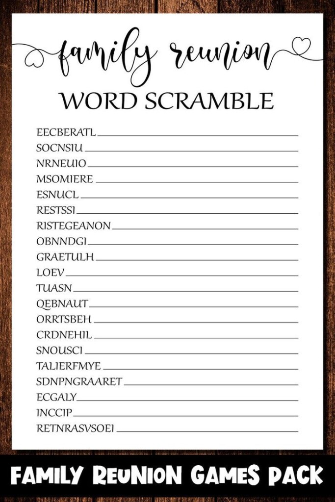 Free Printable Family Reunion Games