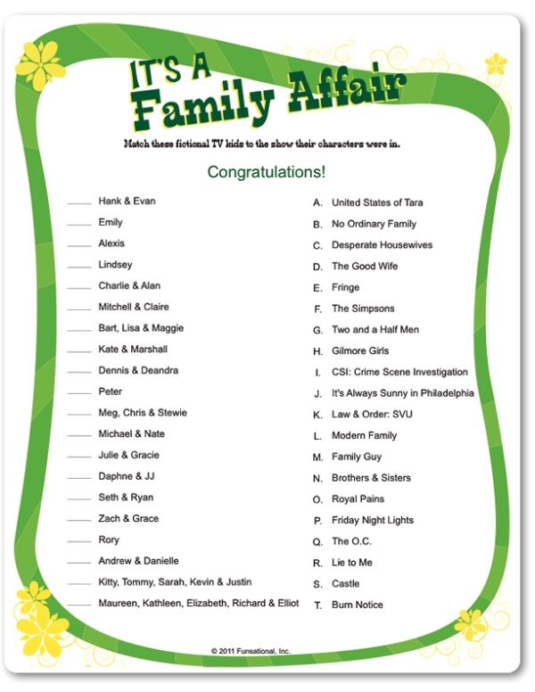 Free Printable Family Reunion Games