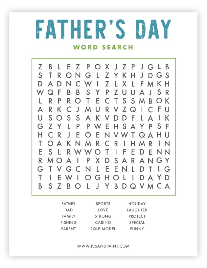 Free Printable Father 39 s Day Word Search Pjs And Paint