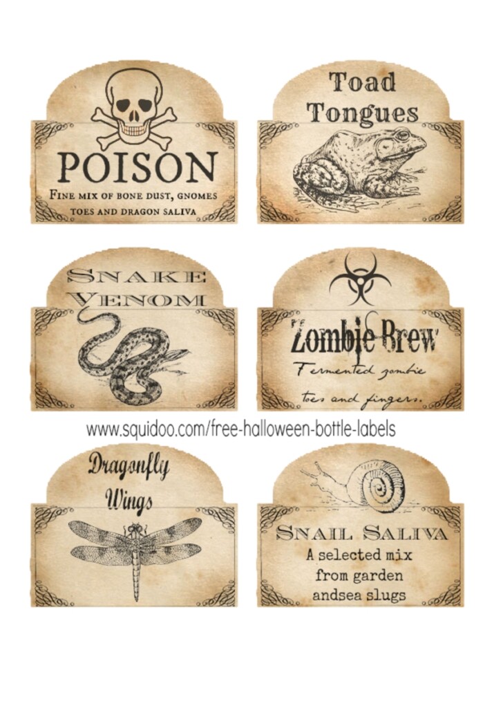 Free Printable Halloween Bottle Labels Potion Labels Holidappy