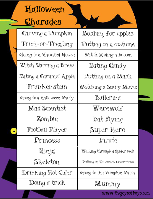 Free Printable Halloween Charades