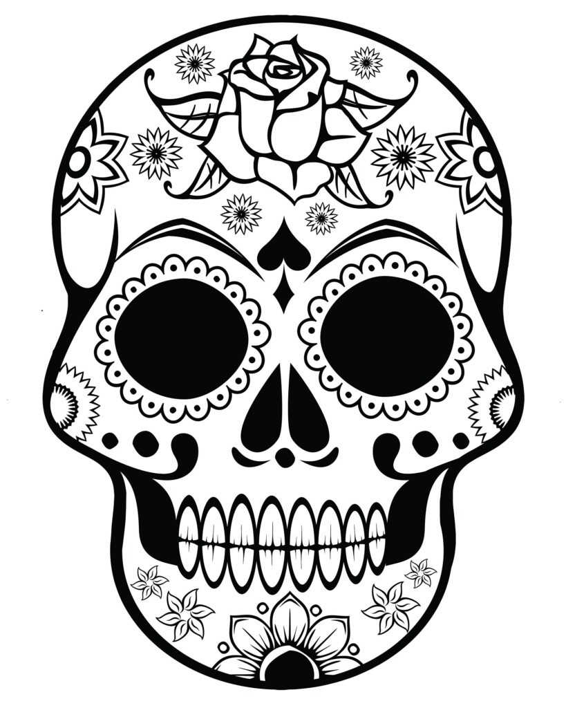 FREE Printable Halloween Coloring Pages For Adults Sugar Skull With 