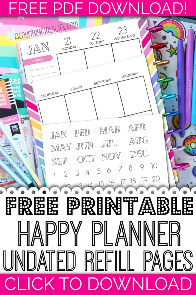 FREE Printable Happy Planner Pages Inserts Refills For Classic Size 