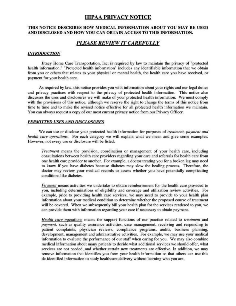 Free Printable Hipaa Privacy Policy Template Printable Templates