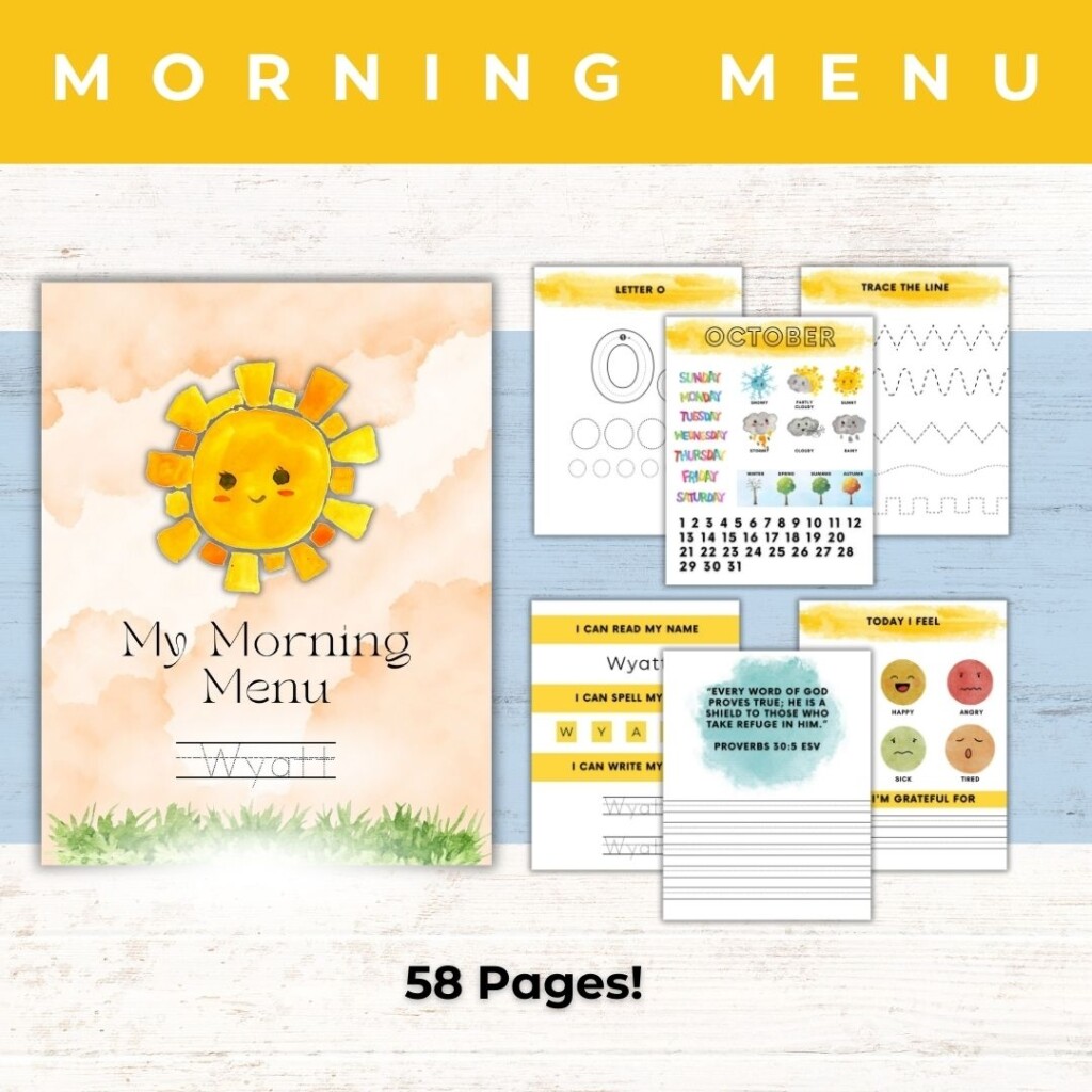 Free Printable Homeschool Morning Menu Customizable Healing Home