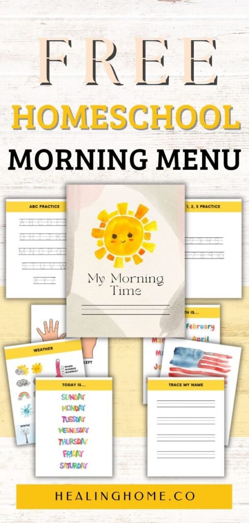 Free Printable Homeschool Morning Menu Customizable Healing Home