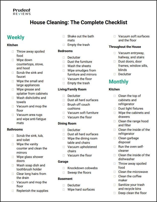 Free Printable House Cleaning Checklist