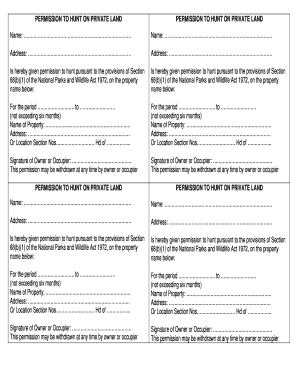 Free Printable Hunting Permission Form