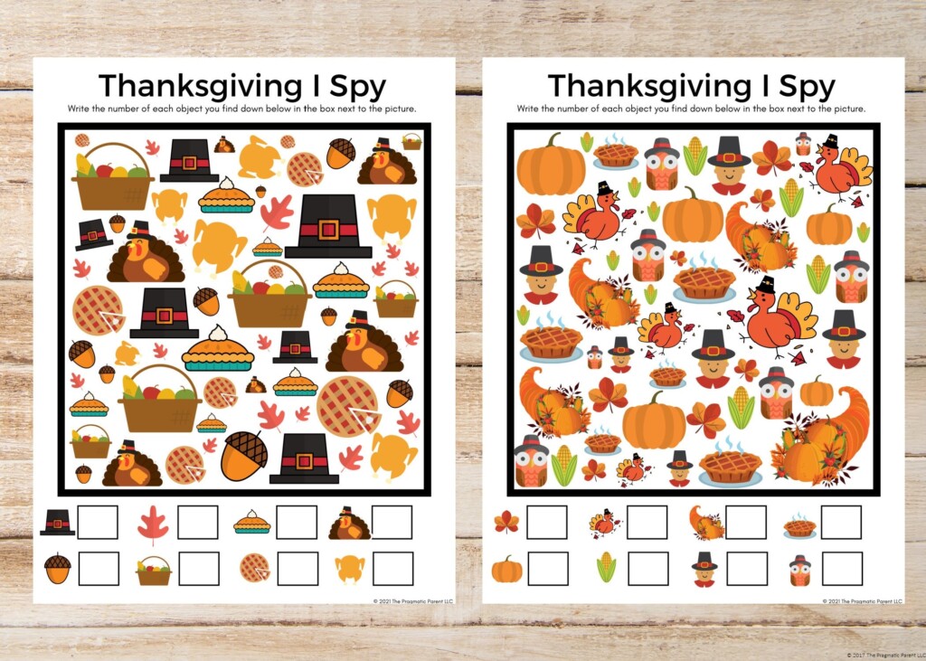 Free Printable I Spy Thanksgiving Activity