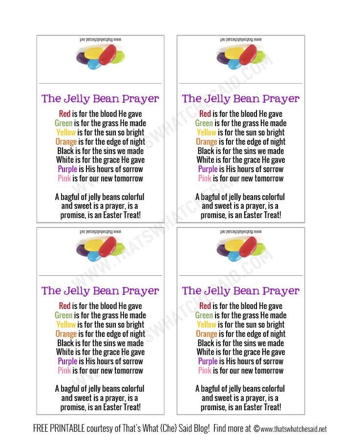 Free Printable Jelly Bean Prayer Cards