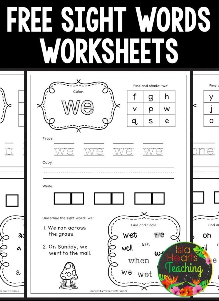 Free Printable Kindergarten Sight Words Worksheets