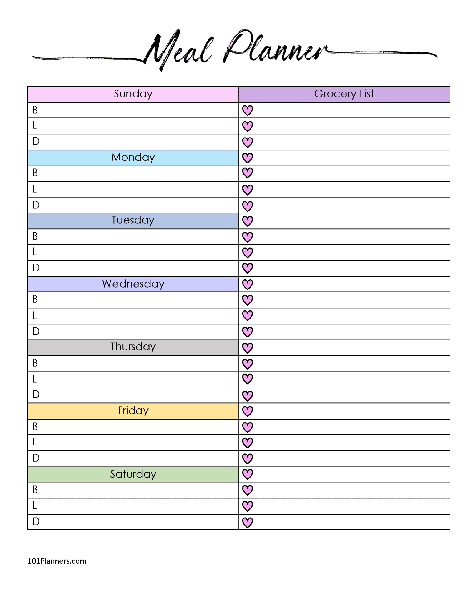 FREE Printable Meal Plan Template Customize Before You Print