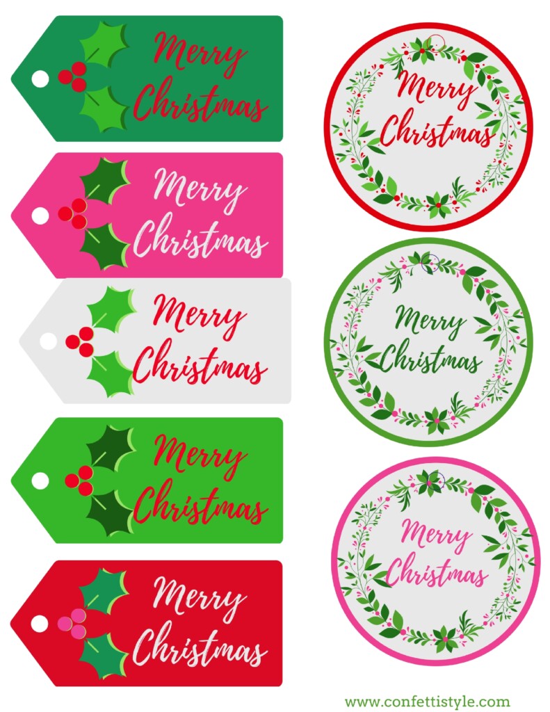 Free Printable Merry Bright Gift Tags ConfettiStyle