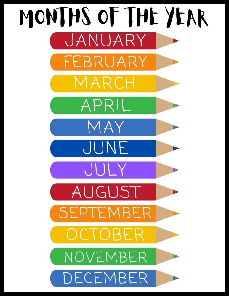 Free Printable Months Of The Year Charts