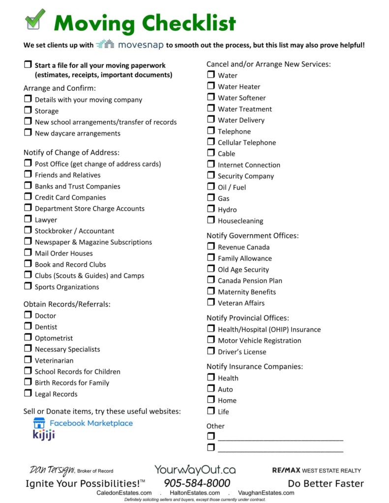 Free Printable Moving Checklist Templates Word PDF Excel 