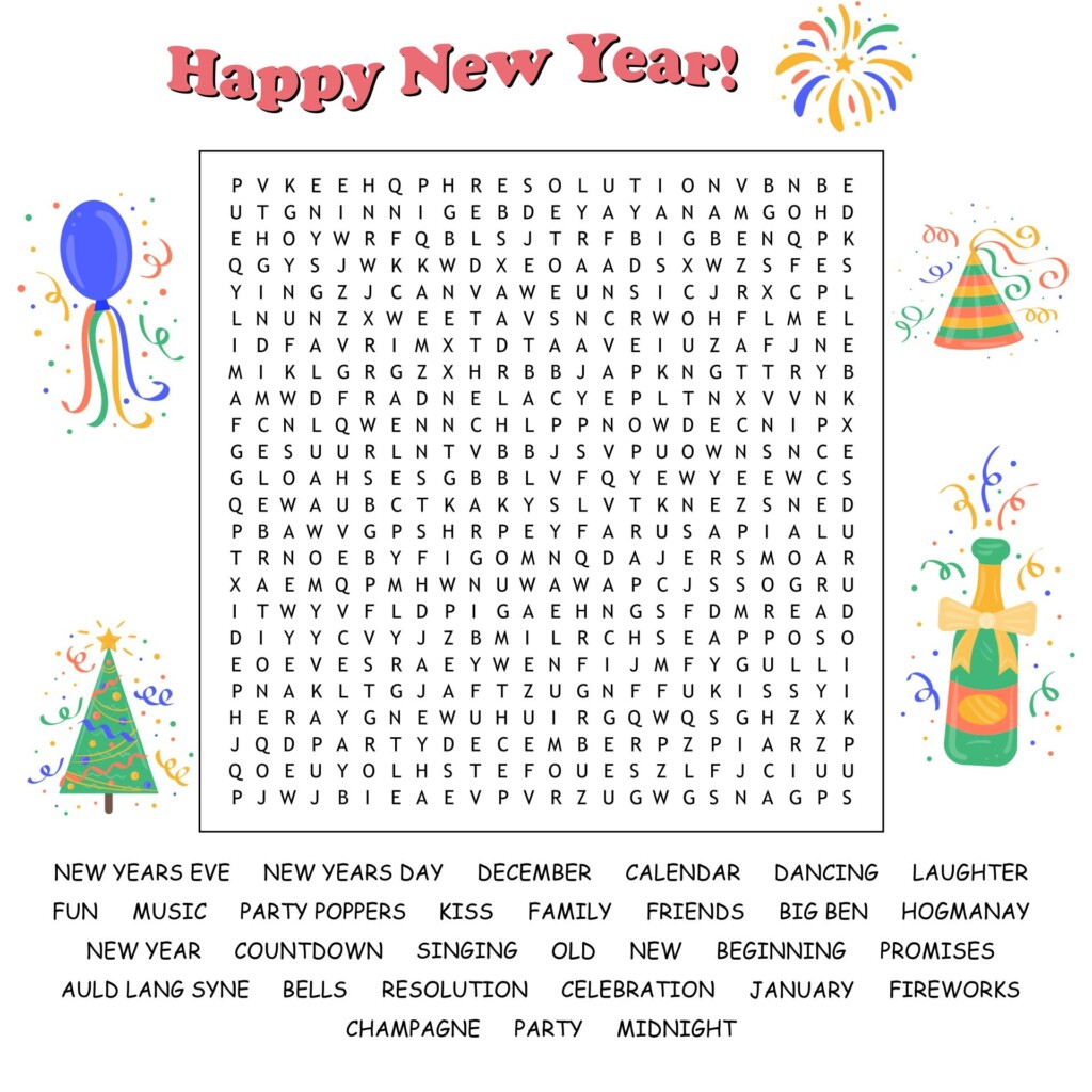 Free Printable New Years Word Search Printable New Year Banners