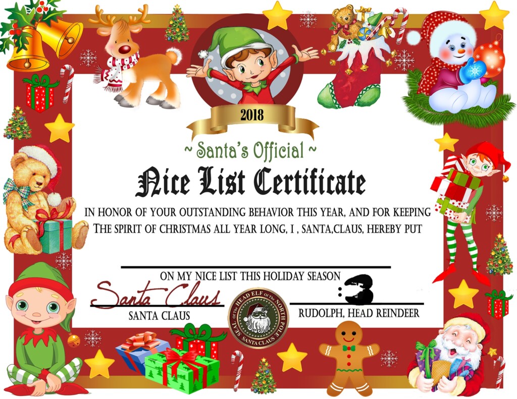 Free Printable Nice List Certificate