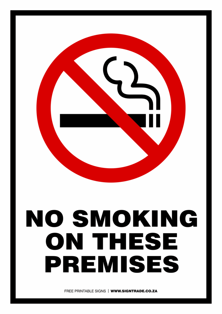 Free Printable No Smoking Sign Printable Word Searches