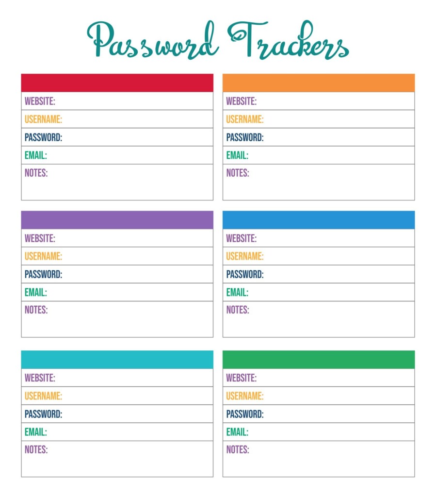 Free Printable Password Organizer Sheets Template Cal Vrogue co