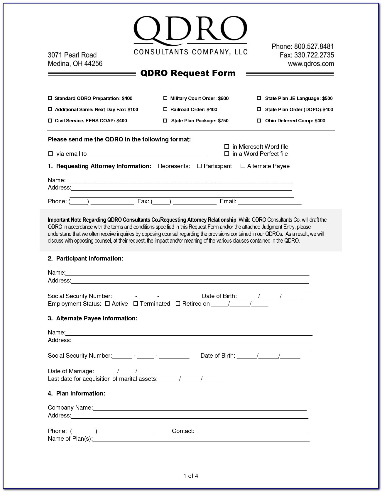 Free Printable Qdro Forms Printable Forms Free Online