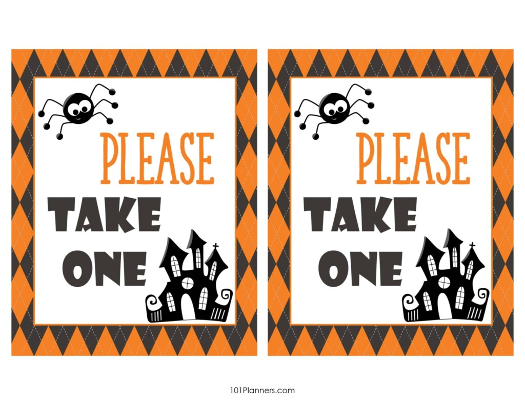 Free Printable quot Please Take One quot Halloween Sign 6 Designs