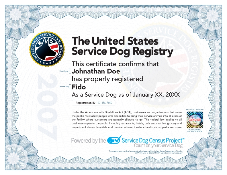 Free Printable Service Dog Certificate Template